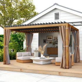 Louvered Pergola with Adjustable Roof (Option: Natural Wood-2330x260x215 mm)