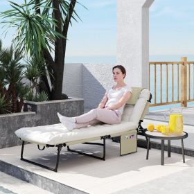 Folding Chaise Lounge Pool Chair with 4-level Reclining Back (Option: Beige-785x175x720 mm)