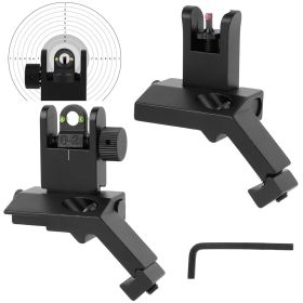 1Set 45 Degree Offset Rear Front Flip Up Sights Fiber Optics Aluminum Sights Tactical Folding Back Up Sight Set With Red Green Dots Fit Picatinny (Option: Black)