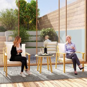 Outdoor Bistro Set Patio Furniture with Cushions for Porch (Option: Cream White-720x630x470 mm)