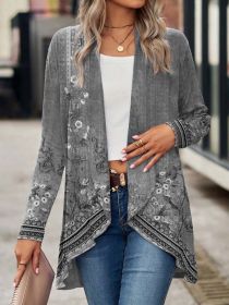 Shawl Small Suit Cardigan Outer Wear Ethnic Style (Option: Gray-M)