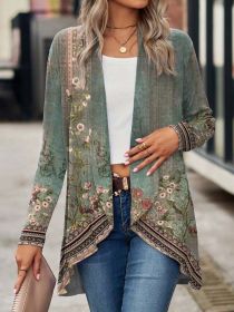 Shawl Small Suit Cardigan Outer Wear Ethnic Style (Option: Green-M)